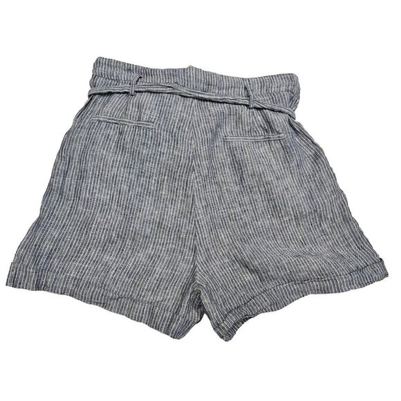 Joh Blue & White Striped Linen High Waist Shorts With Belt & Button Details - Picture 2 of 12